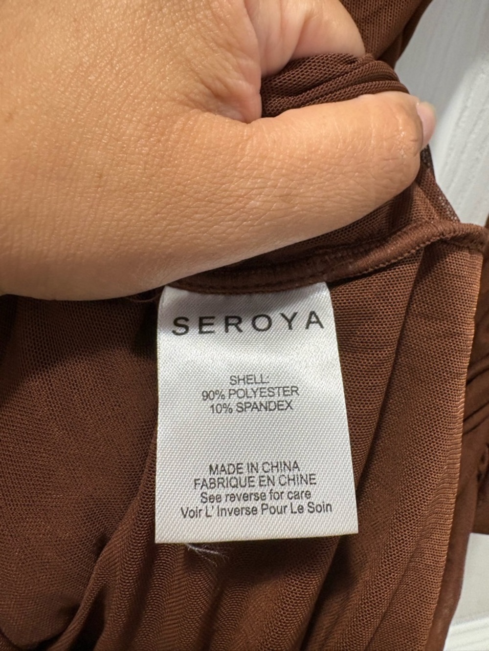 SEROYA Moxey Ruched Mesh Mini Dress Burnt Toffee NWT - Picture 6 of 8